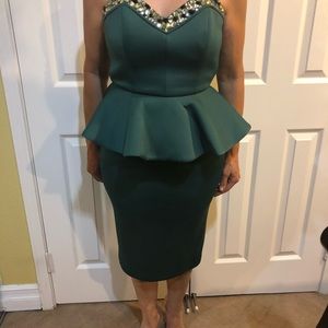 ASOS Peplum Midi Cocktail Dress Size 4